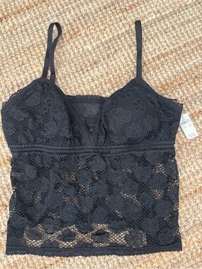 aerie Black Floral Lace Bralette Cami